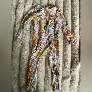 Posh Peanut Floral Kids One Piece - Orange and Yellow